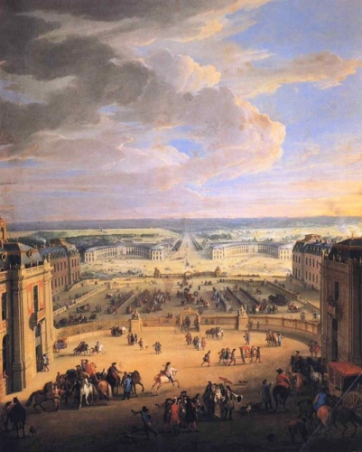 View of the Forecourts of the Chateau de Versailles and the Stables.jpg
