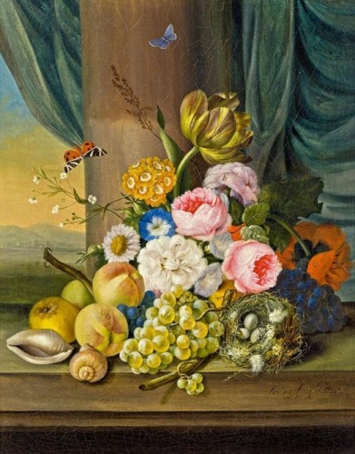 Flowers and fruit with a birds nest.jpg